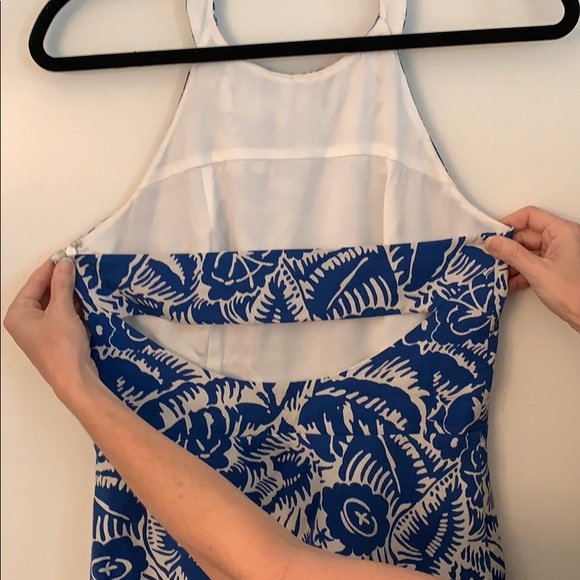 Parker Blue and White Halter Dress - Picture 3 of 5